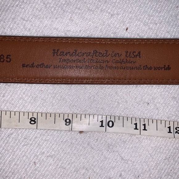 BRIGHTON leather belt Made in USA SIZE 38 brown Italian calfskin - Picture 6 of 12